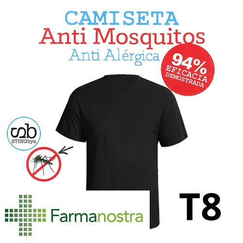 Camiseta antimosquitos stingbye camiseta manga corta  | talla t8 | color negro